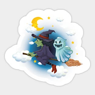 Witch with boo Sticker